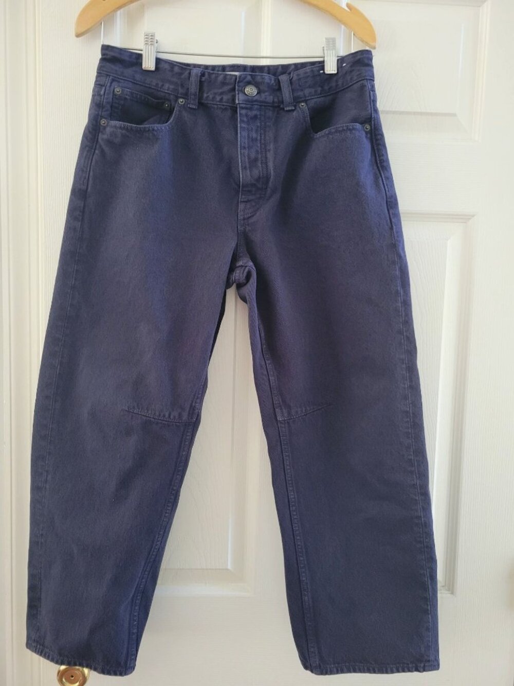 Madewell Womens Darted Barrel leg Blue Jeans size 27P Petite in Horseshoe denim